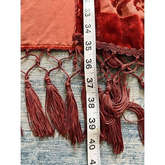 NWT! MTN GRL Wyoming Velvet Mesh Tapestry Tassel Kimono in Rust One Size - Picture 7 of 12